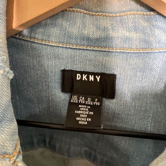 DKYY womens jean jacket size xxs blue jacket coat O440 - Picture 3 of 5